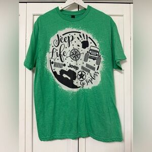 Gildan Softstyle Jeep Wrangler Jeep Life Go Topless Green Short Sleeve Shirt Lg